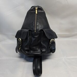 Boulder Ridge Black Leather Convertible Backpack/crossbody‎